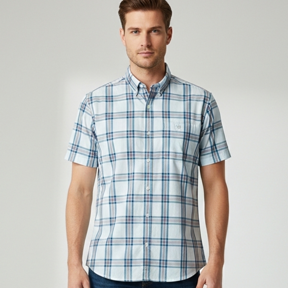 Denver Hayes Blue and White Plaid Shirt